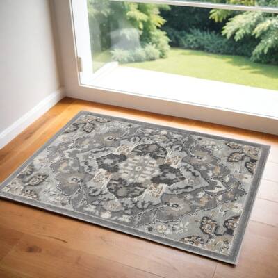 Buba Power Loomed Floral Non Skid Stain Resistant Low Pile Area Rug By HomeRoots - 36' X '24' X '0.25