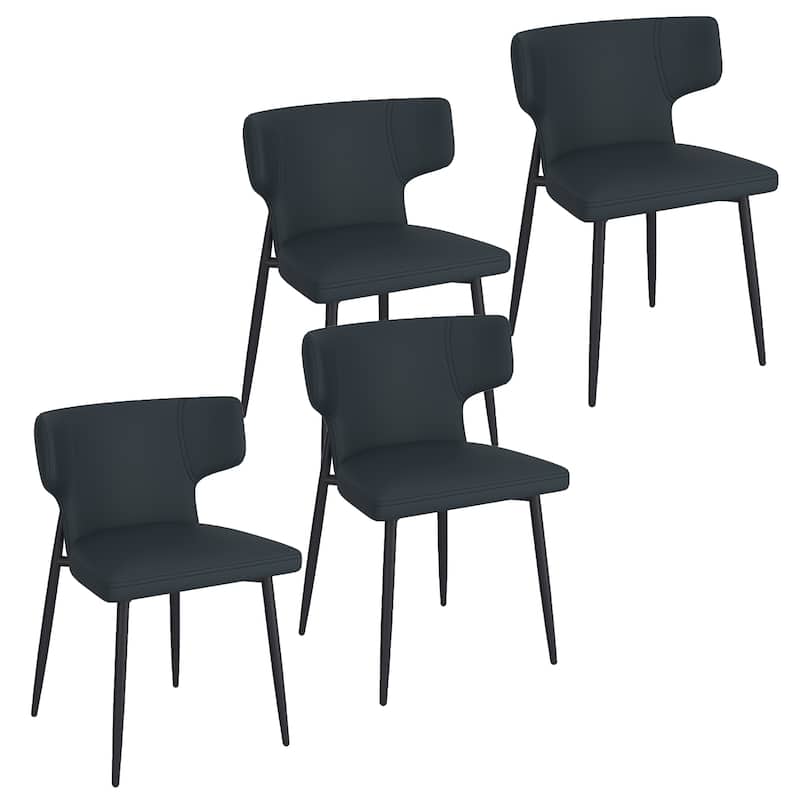 Contemporary Faux Leather and Metal Dining Chair, Set of 4