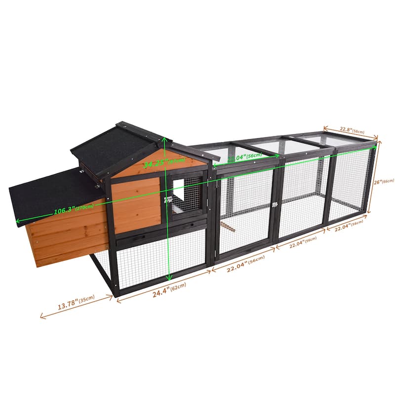 Wooden Chicken Coop, Large Outdoor Hen House with Nesting Box Poultry Cage