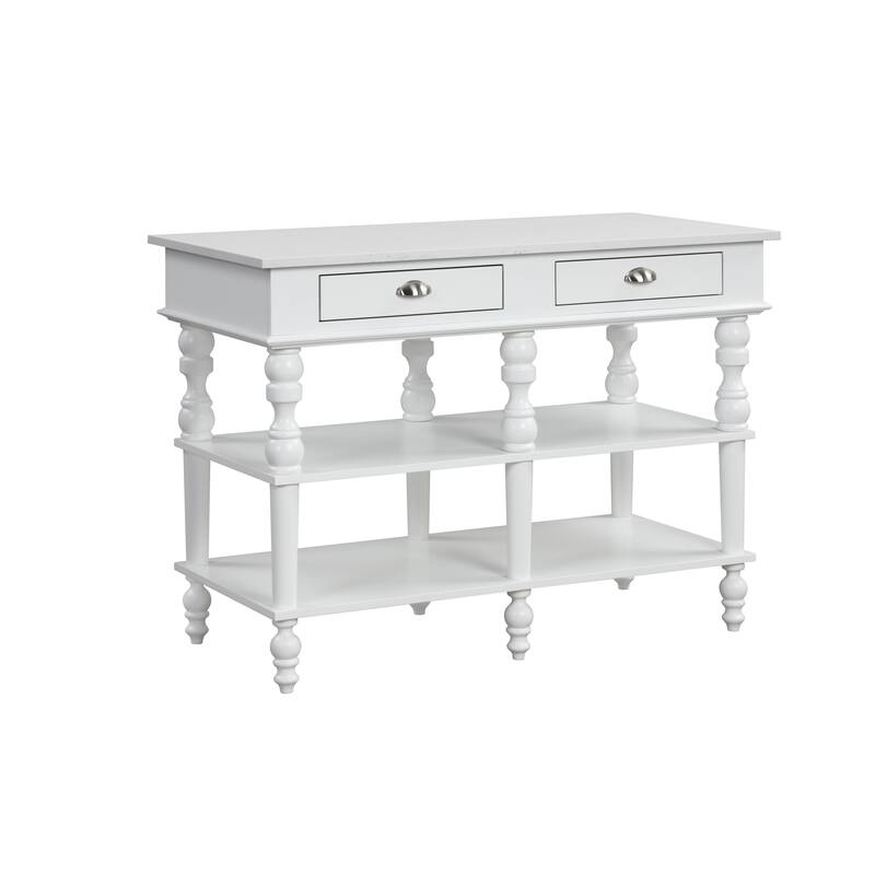 Leota White 2-Drawer Kitchen Island