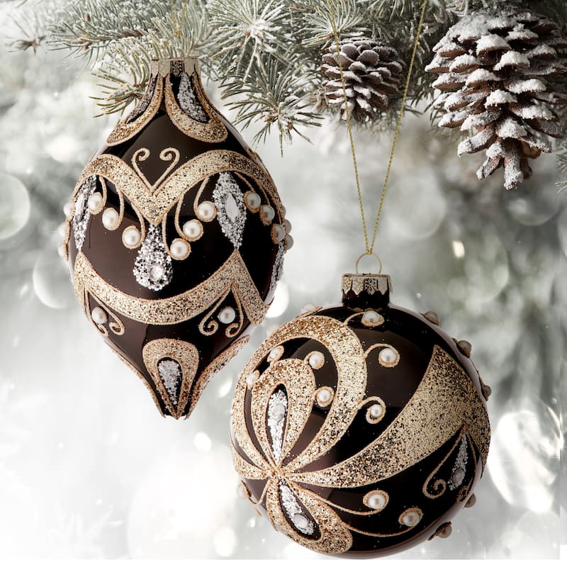 5-6" Glass Opulent Ball Finial Ornament Set of 6