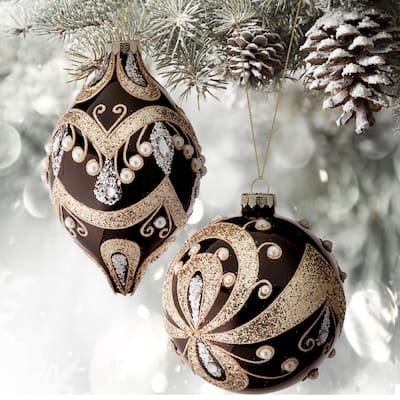 5-6" Glass Opulent Ball Finial Ornament Set of 6
