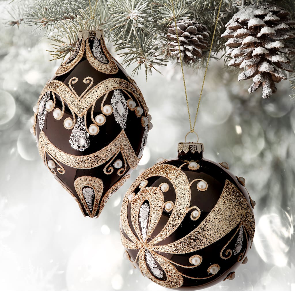 5-6" Glass Opulent Ball Finial Ornament Set of 6