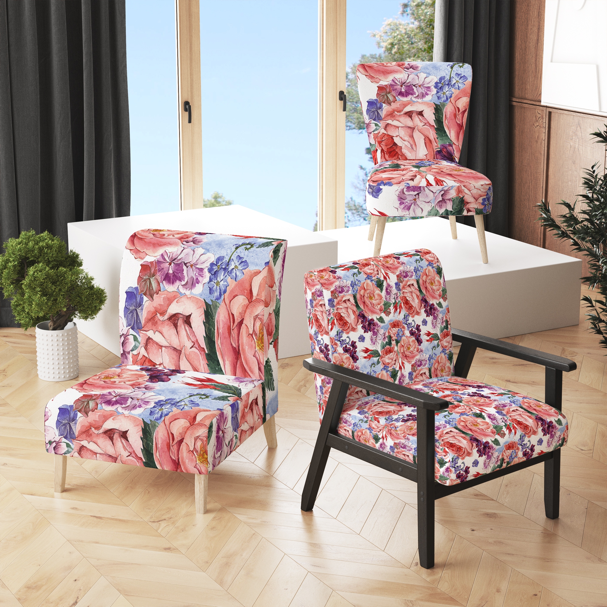 Pink shop floral chair
