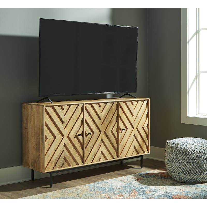 Signature Design by Ashley Cadewick Brown/Beige Accent Cabinet - 58"W x 16"D x 32"H