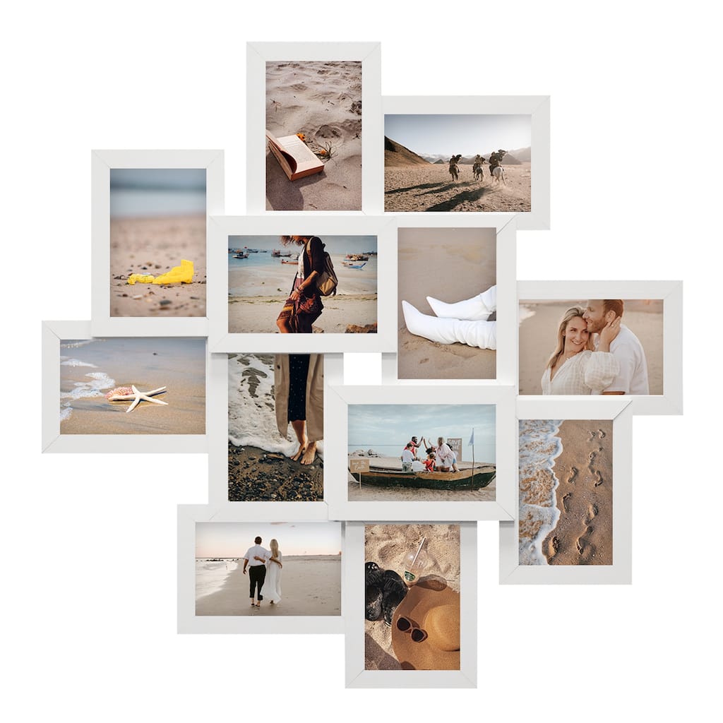 HELLO LAURA 12 Opening 4 x 6" White Collage Wall Picture Frame