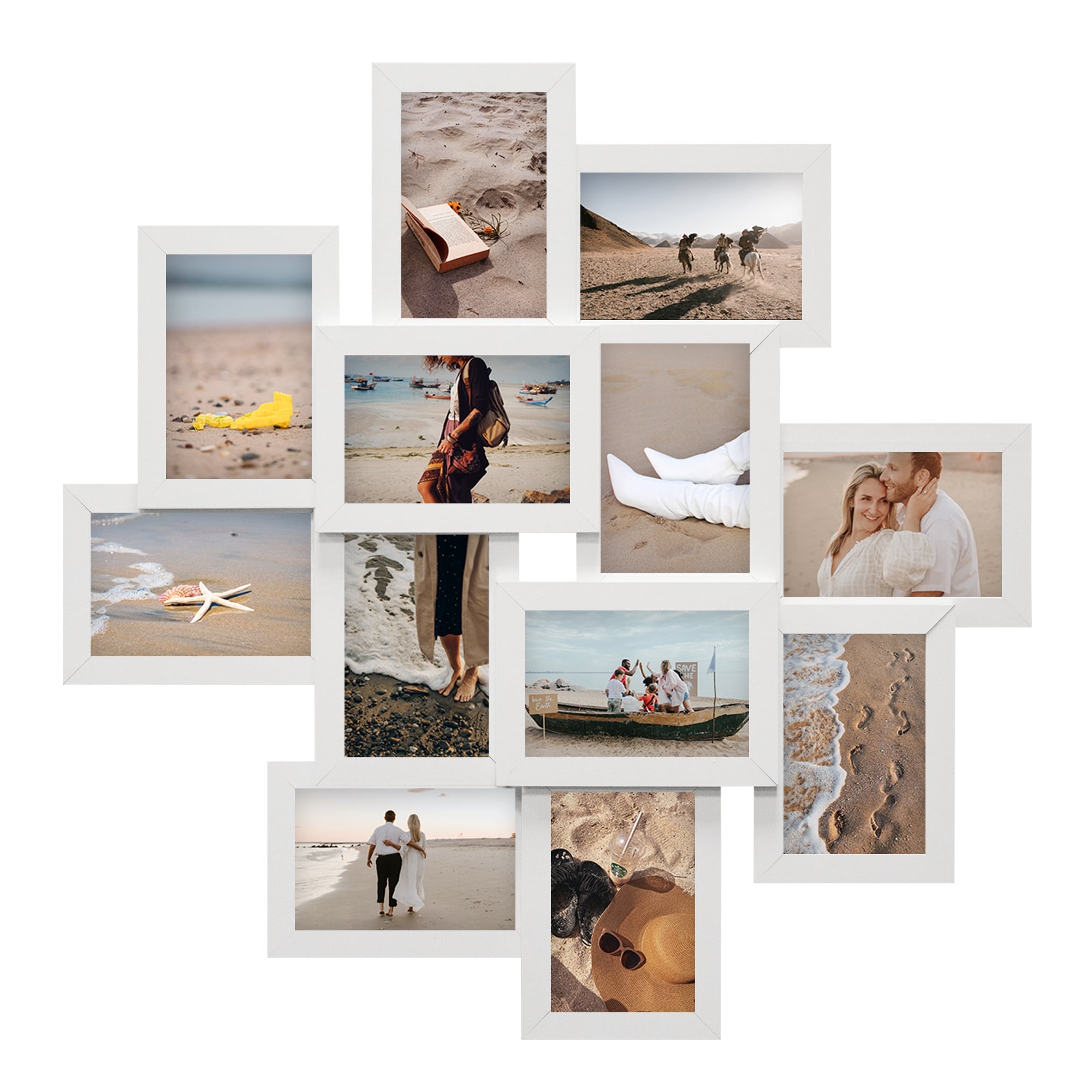 HELLO LAURA 12 Opening 4 x 6" White Collage Wall Picture Frame
