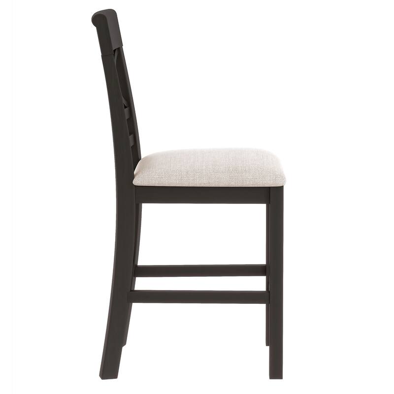 6-Piece Rustic Counter Height Dining Table Set, Rectangular Wood Table Set with Storage Shelf, Bench and 4 Chairs for Kitchen