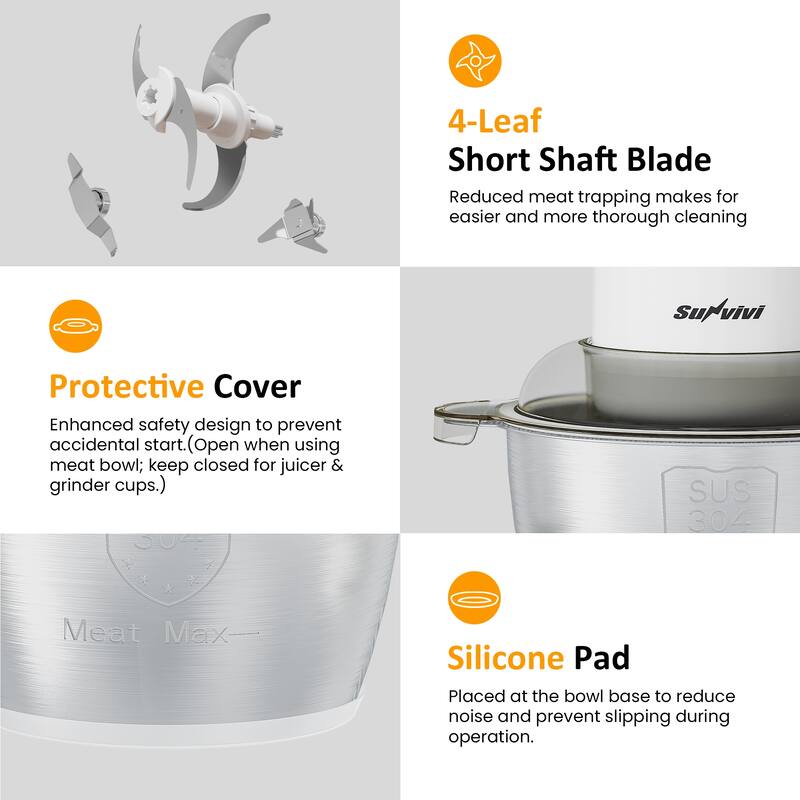 Multifunctional Meat Grinder, Blender and Food Processor Combo