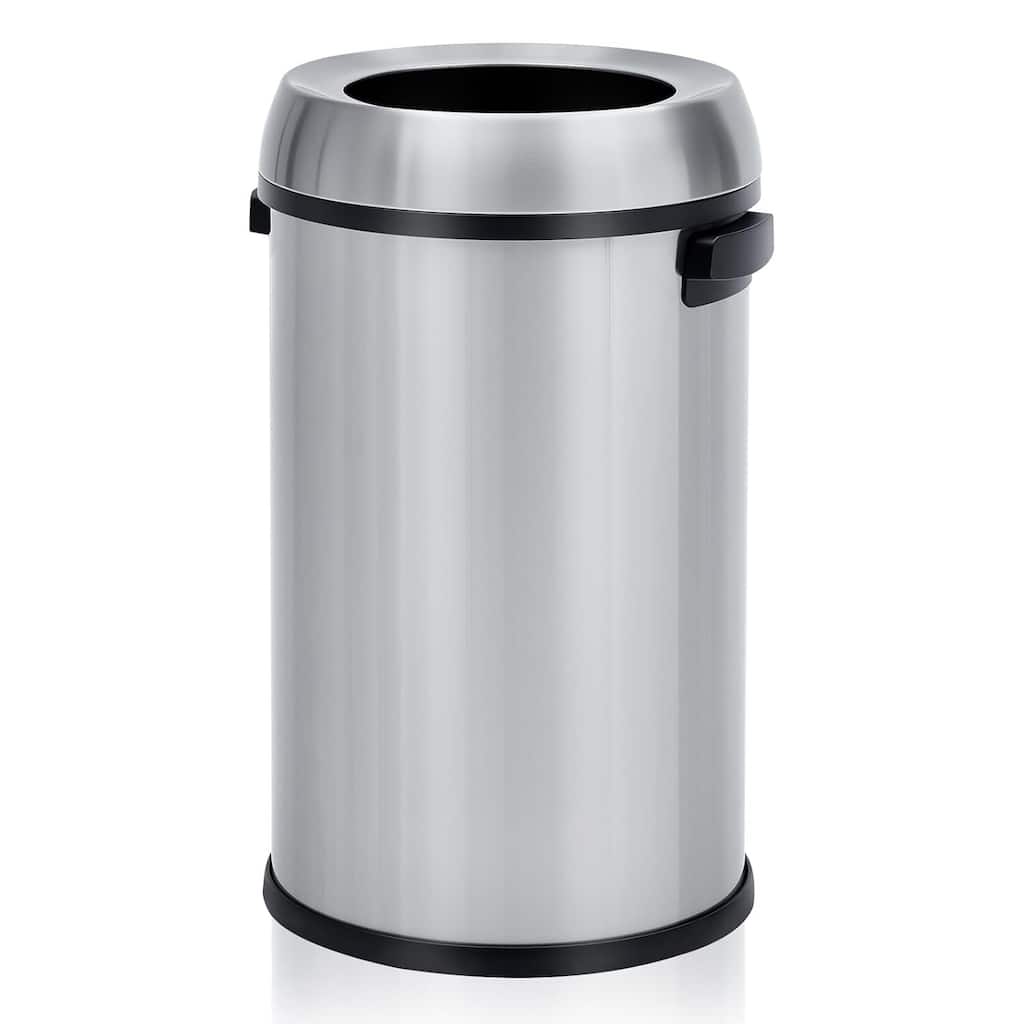 17 Gallon Commercial Stainless Steel Trash Can with Open-Top
