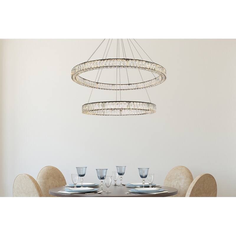 Indigo Home 42 inch LED round double ring pendant in black