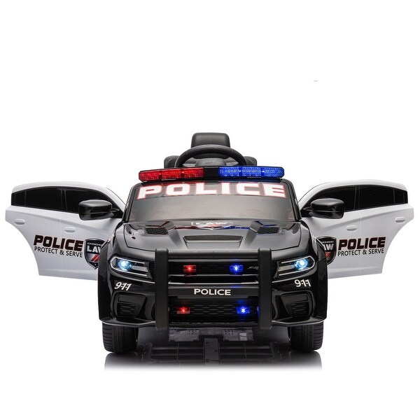 Black Kid Ride on Police Car with Parental Remote Control with