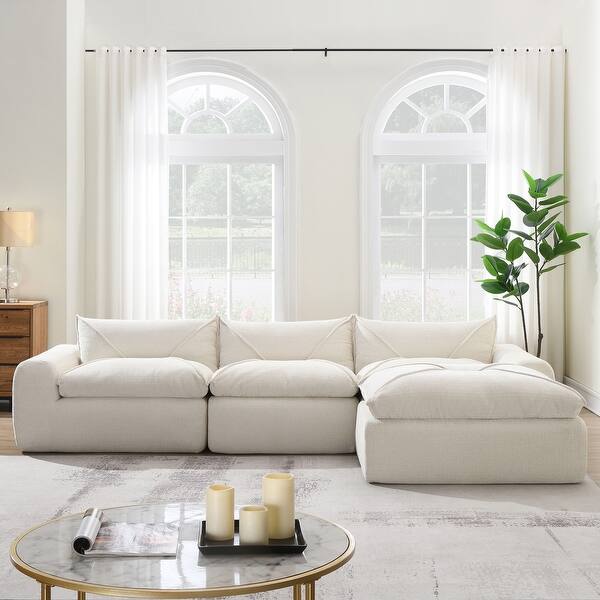 116'' Fully Sectional Compressed Sofa with High Density Foam, No Assembly Required
