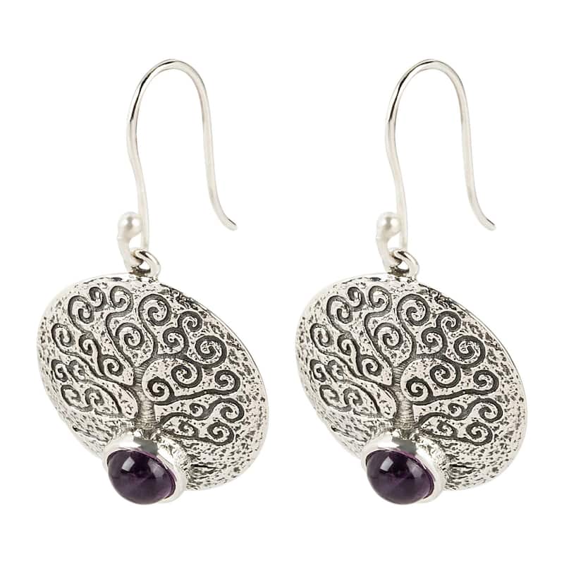925 Sterling Silver African Amethyst Dangle Earrings