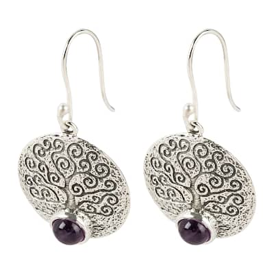 925 Sterling Silver African Amethyst Dangle Earrings