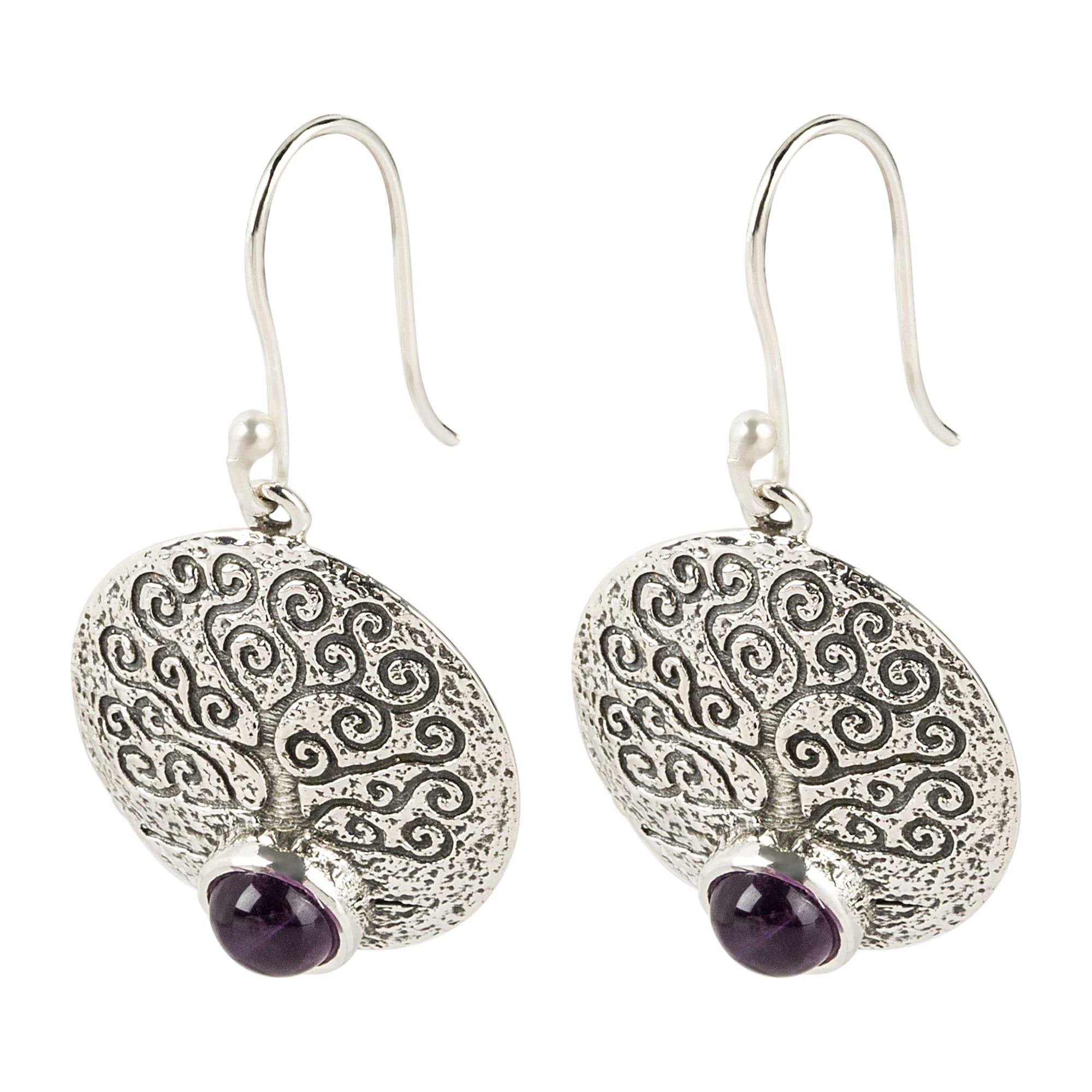 Pinctore 925 Sterling Silver African Amethyst Dangle Earrings