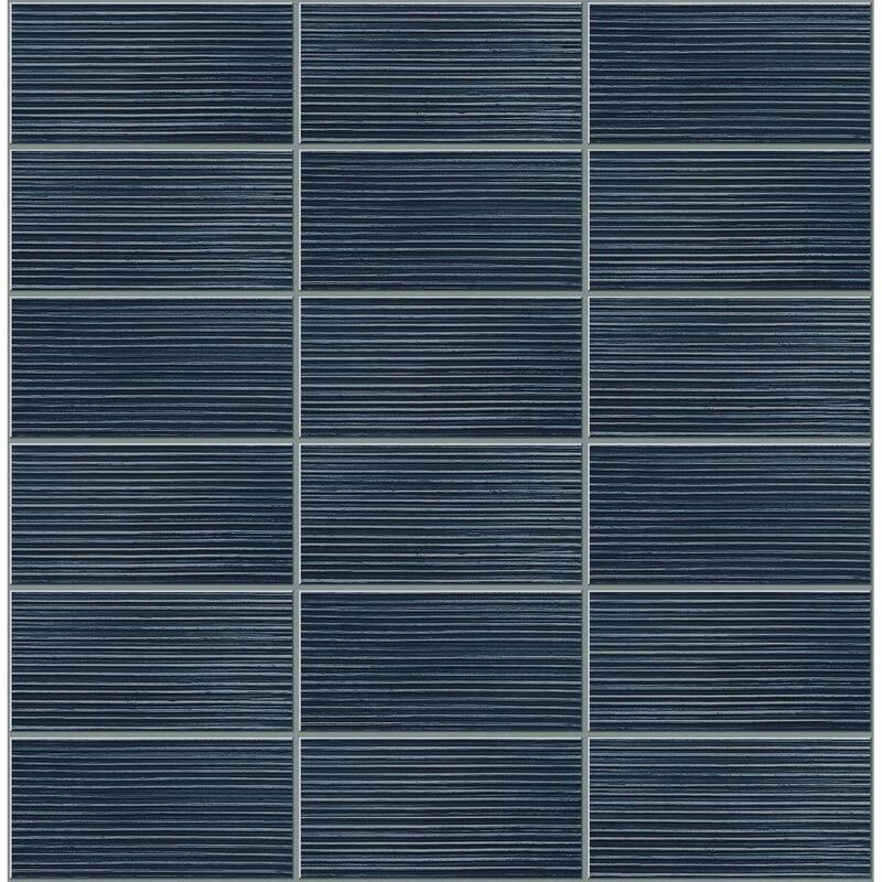 Luxe Haven Rib Tile Peel and Stick Wallpaper - 20.5 in. W x 18 ft. L - Denim Blue