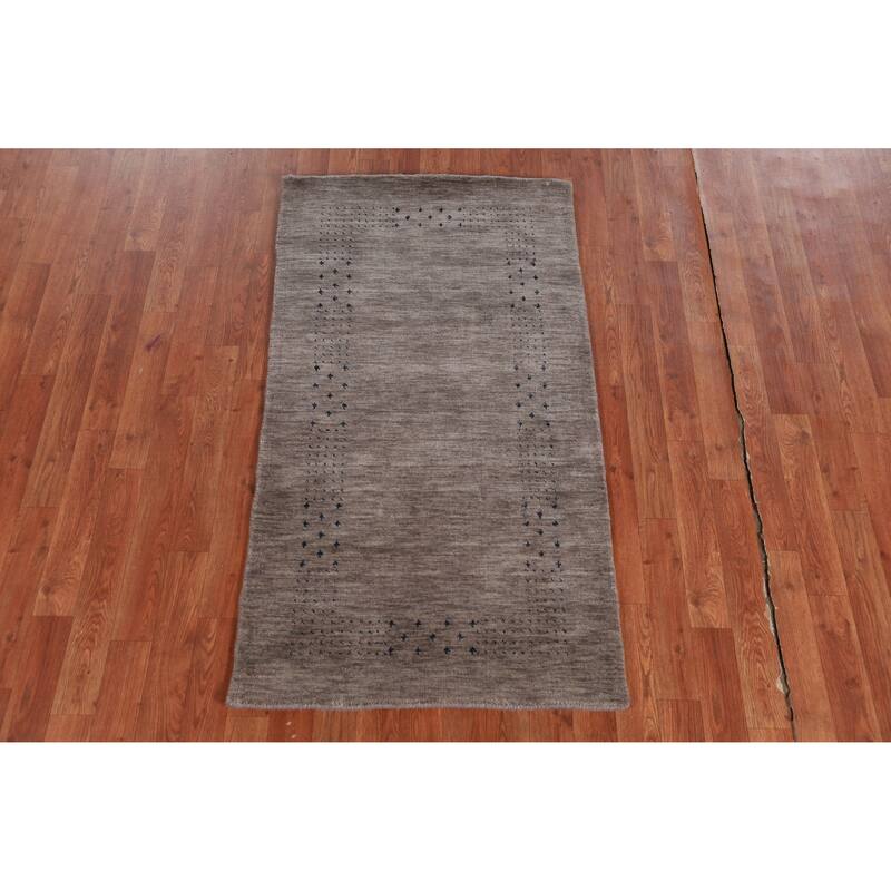Hand Knotted Oriental 100% Wool Carpet Tribal Tribal Greys & Charcoal Gabbeh Area Rug - 4' 9'' X 2' 7''