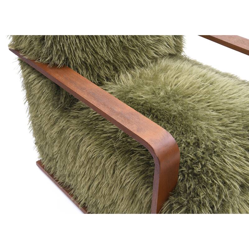 Contemporary Style 1pc Accent Chair Retro Inspired Curves Wooden Arms Tight Seat And Back Primary Living Room