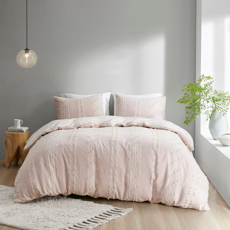 INK+IVY Kara 3 Piece Cotton Jacquard Duvet Cover Set (Insert excluded)