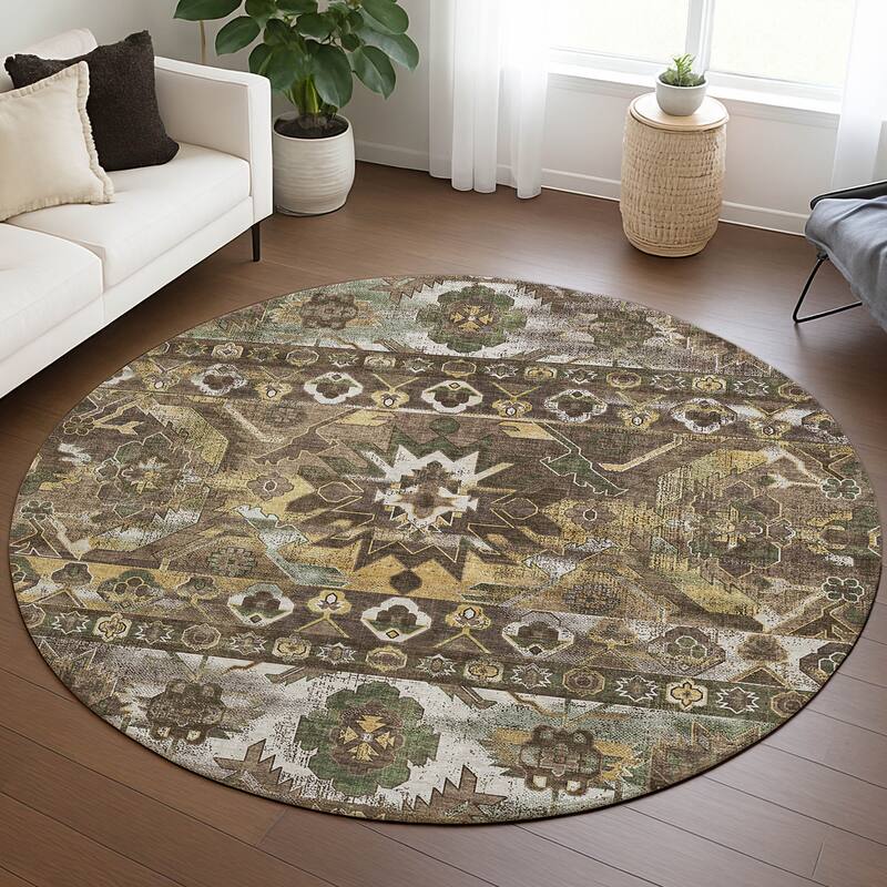 Machine Washable Indoor/ Outdoor Traditional Hudson Chantille Rug