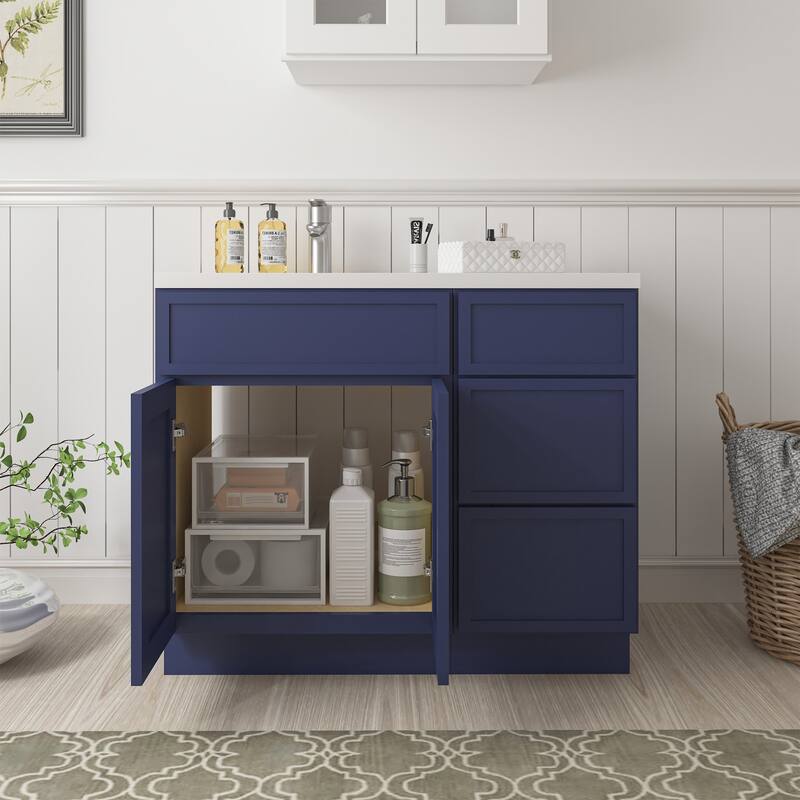 Vanity Art 39" Oak Freestanding Bathroom Vanity Cabinet without Top