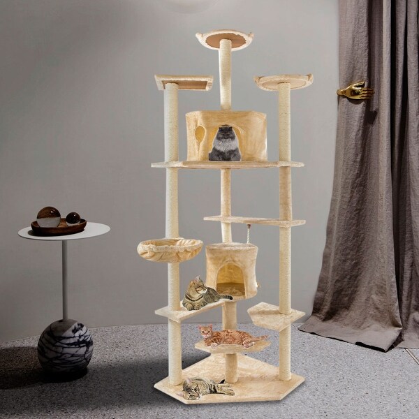 80" Solid Cute Sisal Rope Plush Cat Climb Tree Cat Tower Funiture. Opens flyout.