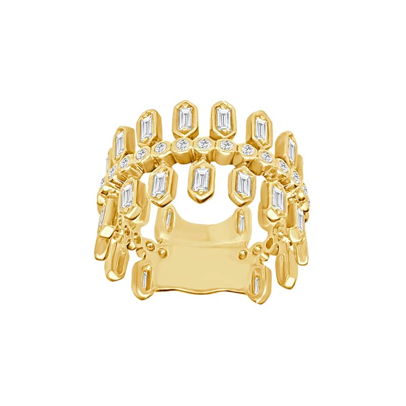 Auriya 14k Gold Lab Grown Baguette and Round Diamond Crown Band 0.94 ct. tw. (F-G, VS)