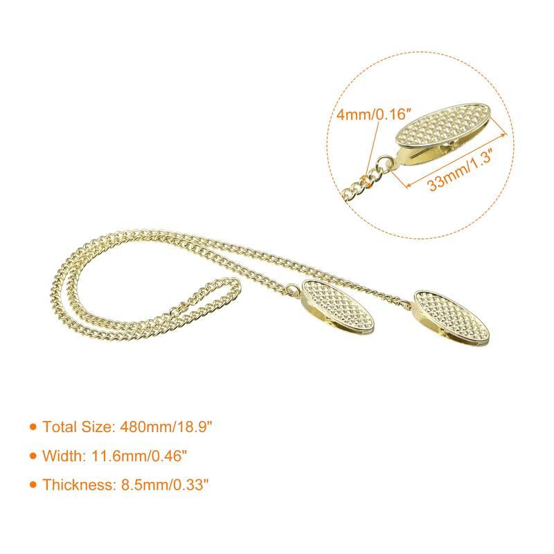 19"x0.16"(LxD) Napkin Chain Bib Holder Chain Sun Hat Strap Cord Lanyard, Gold - 19"x0.16"