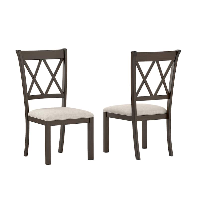 Roundhill Furniture Windvale Upholstered Cross-back Dining Chair, Set of 2
