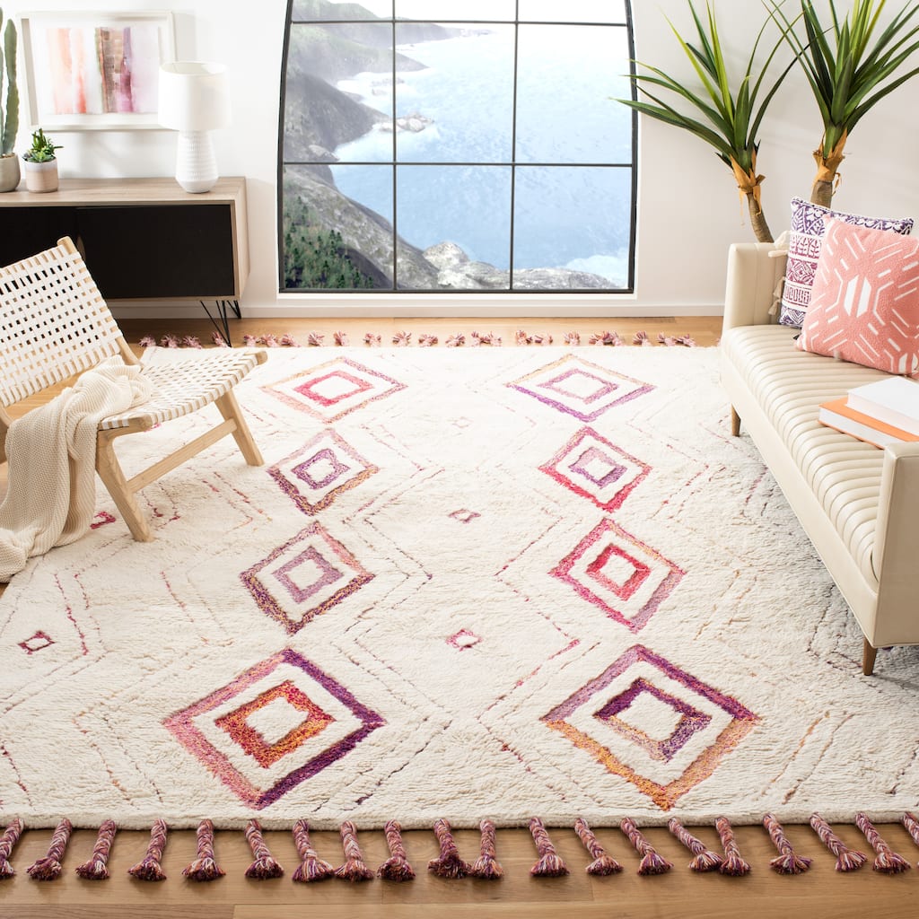 SAFAVIEH Handmade Casablanca Shag Hijiri Tribal Moroccan Wool Rug