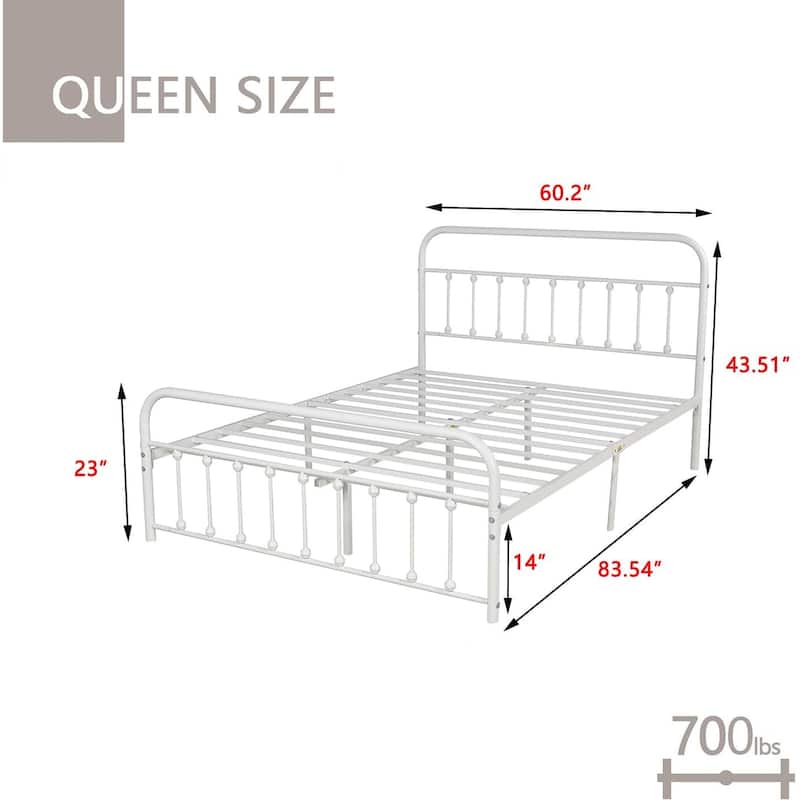 Goutwel Metal Bed Frame Victorian Vintage Style Headboard and Footboard