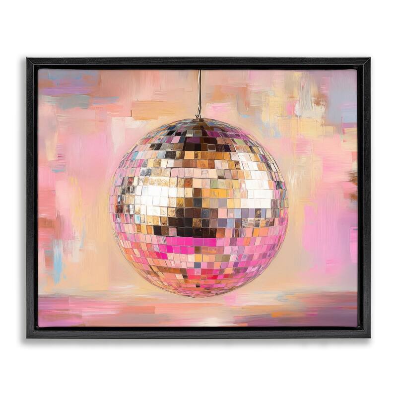 Stupell Mirrored Disco Ball Framed Floater Canvas Wall Art Design By Nini Art - 31 x 25 - Black