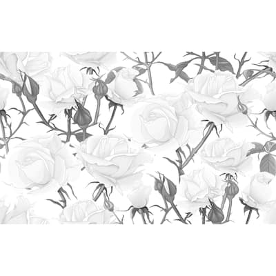 Wedding White Roses Floral Peel and Stick wallpaper - 24'' inch x 10'ft