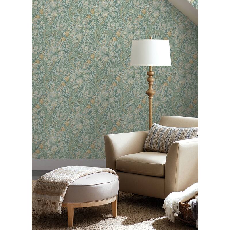 Golden Lily Sea Glass Peel and Stick Wallpaper