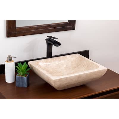 Natural Stone Vessel Bathroom Sink - Rectangular Stone Sink