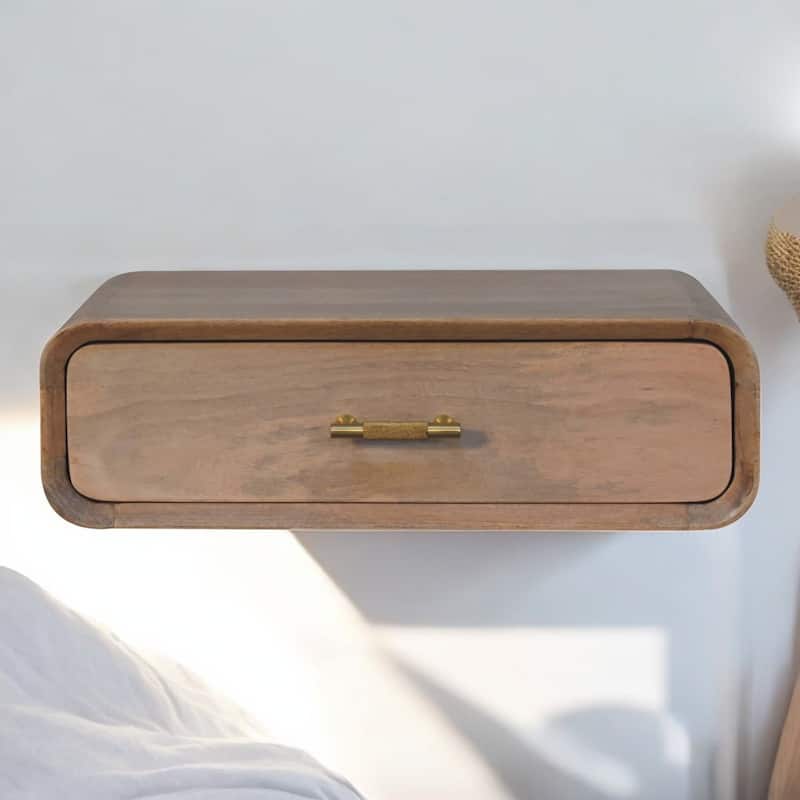 Artisan Furniture Solid Wood Sonoma T-bar Wall Mounted Bedside ,Beige ,1 drawer