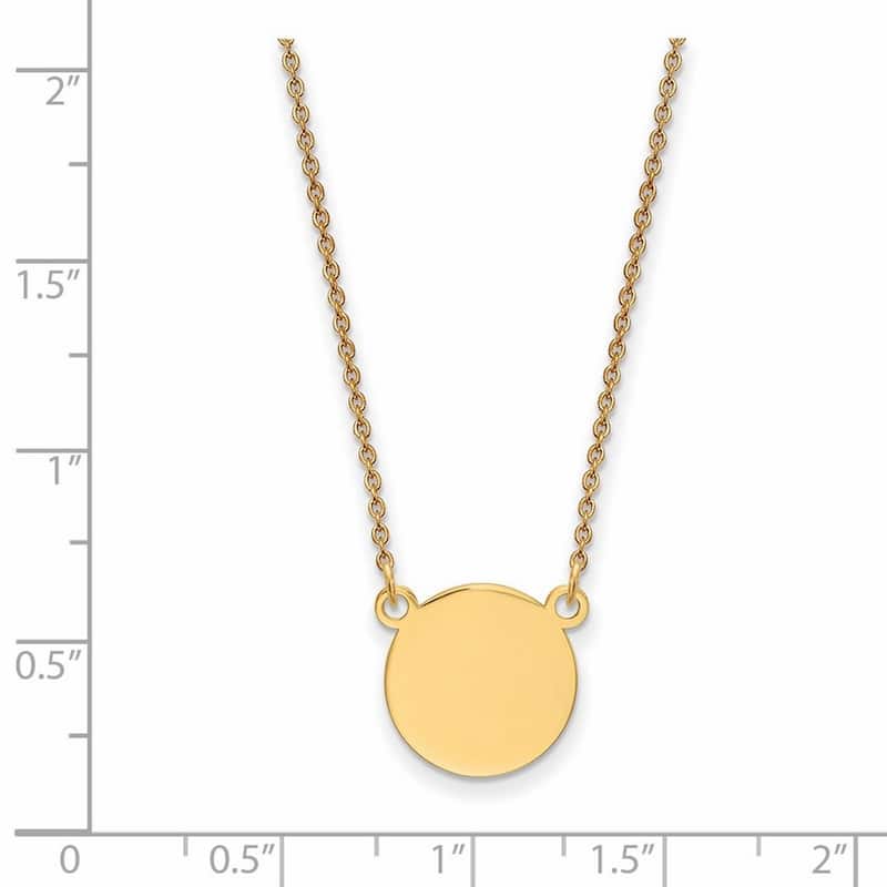 Curata 14k Yellow Gold .027 Gauge 12.5mm Circle Engravable Disc Necklace, 18"