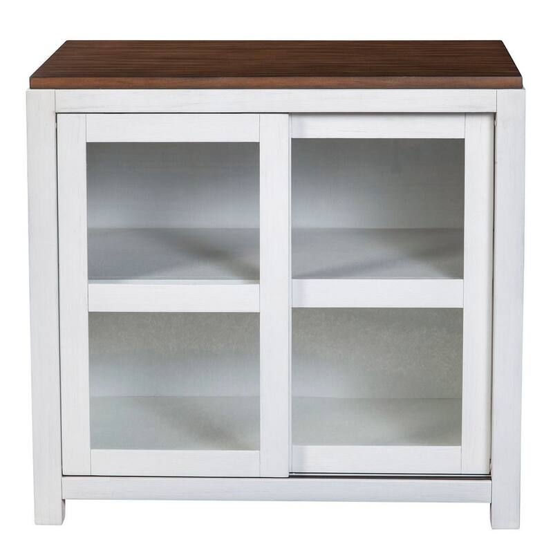 Alpine Furniture Donham Small Wood Display Cabinet in Brown and White