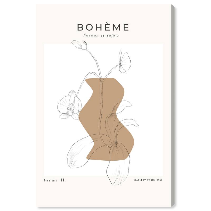 Wynwood Studio Canvas Floral and Botanical Floral Leaves Lines White and Modern & Contemporary Wall Art Canvas Print