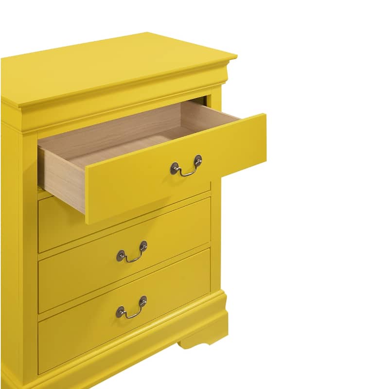 4-Drawer Wooden Bedroom Chest - 41" - Yellow