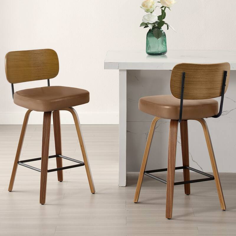 26" Swivel Upholstered Counter Height Bar Stool - 36.4" H x 17.1" W x 20" D