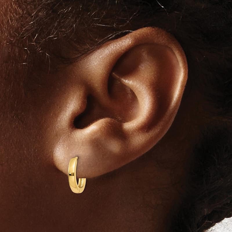 Curata 10k Yellow Gold 8x2.5mm Hinged Hoop Earrings