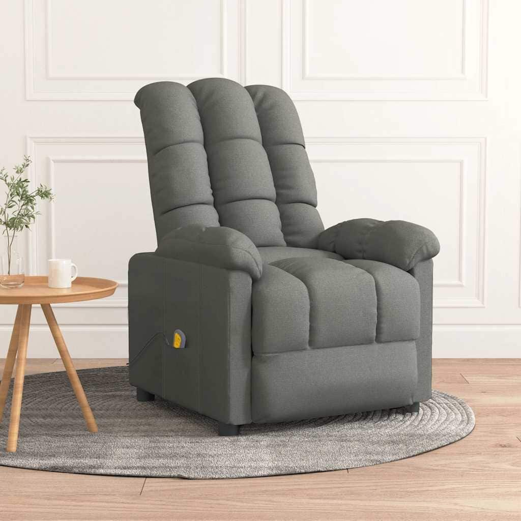 vidaXL Massage Recliner Dark Gray Fabric - 29.1" x 39" x 40.2"