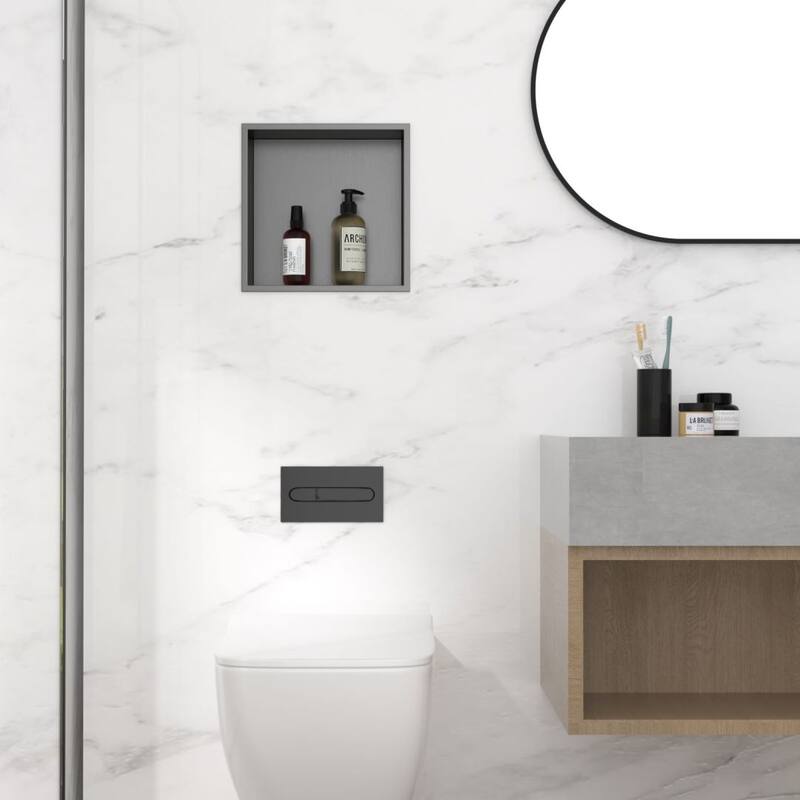Kichae Shower Niche 15" Black Stainless Steel Shower Niche - Gunmetal grey