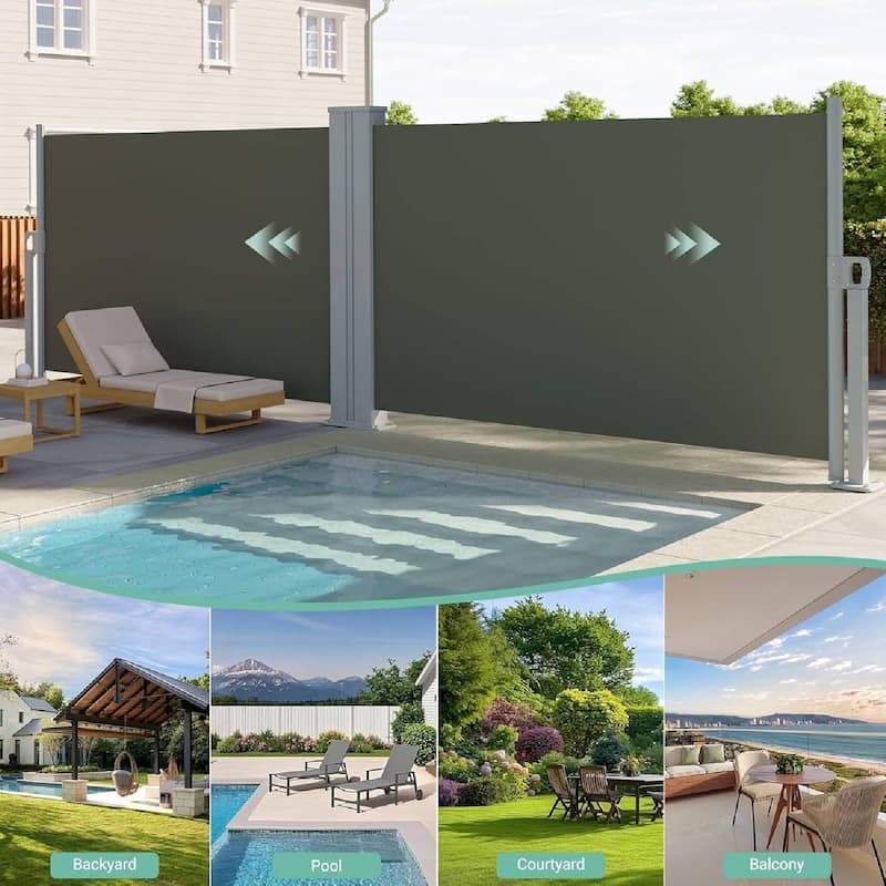 71 in x236 in Retractable Side Awning, Privacy Screen Protection Awning for Patio, Balcony and Pools - N/A