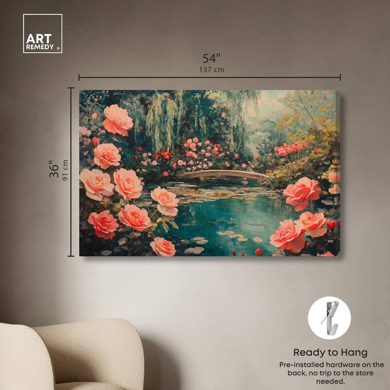 Rose Garden Bridge II Canvas by Art Remedy, Gallery Wrapped