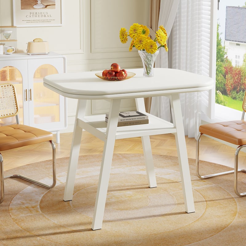 Dining Table for 2-4 People, 31.5" Modern Kitchen Table, Space Saving - White