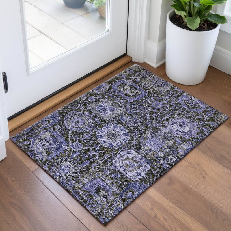 Premium Washable Super Soft Traditional Farmhouse Mayfield Rug - Purple - 1'8" x 2'6"