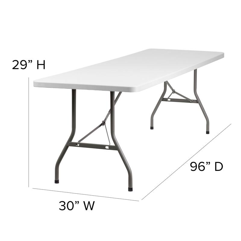 30"W x 96"L Granite White Plastic Event and Party Folding Table